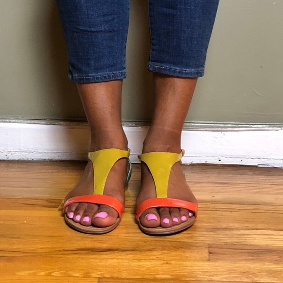 Nine West Color Block Flat Sandals - Picture 1 of 2
